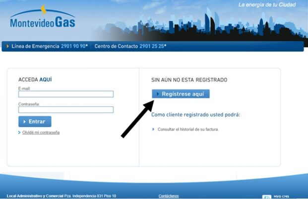 registrate en montevideo gas para poder ver la factura del gas